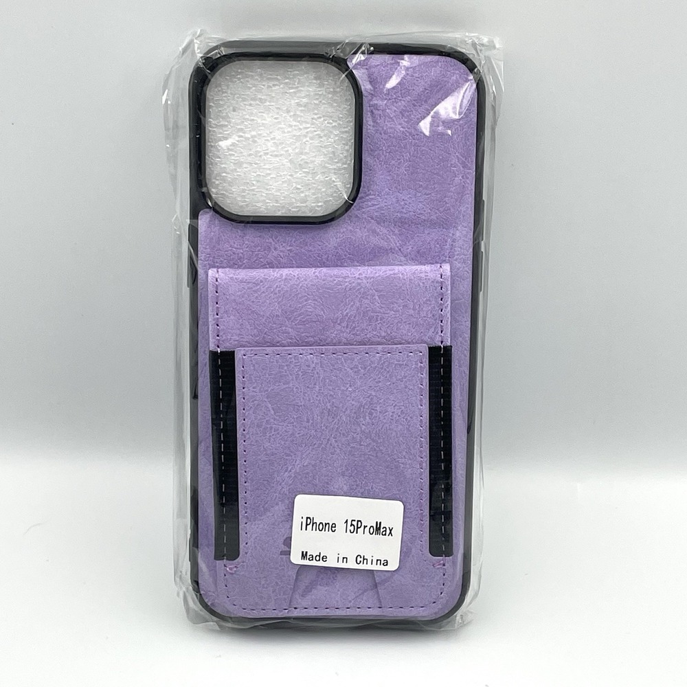 iPhone 15 Pro Max Purple Wallet Case Card Holder Protective Cover New